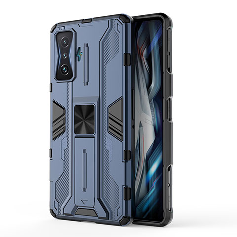 Funda Bumper Silicona y Plastico Mate Carcasa con Magnetico Soporte KC1 para Xiaomi Redmi K50 Gaming 5G Azul