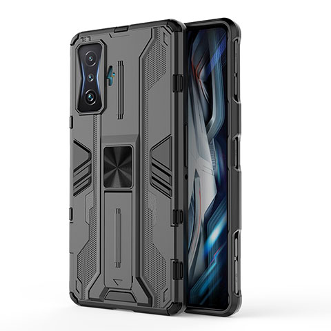 Funda Bumper Silicona y Plastico Mate Carcasa con Magnetico Soporte KC1 para Xiaomi Redmi K50 Gaming AMG F1 5G Negro