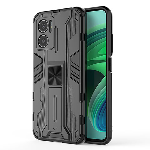 Funda Bumper Silicona y Plastico Mate Carcasa con Magnetico Soporte KC1 para Xiaomi Redmi Note 11E 5G Negro