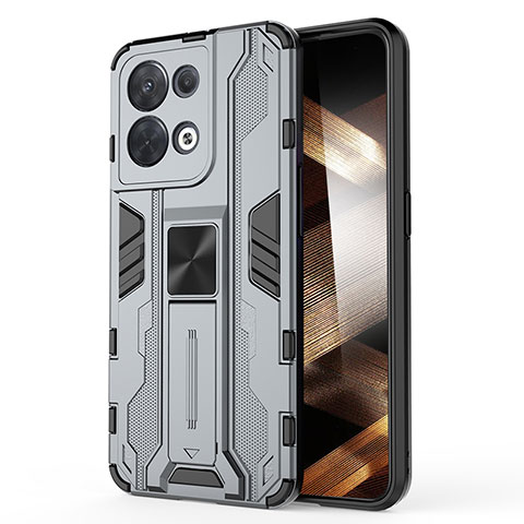 Funda Bumper Silicona y Plastico Mate Carcasa con Magnetico Soporte KC1 para Xiaomi Redmi Note 13 Pro 5G Gris