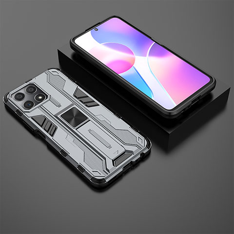 Funda Bumper Silicona y Plastico Mate Carcasa con Magnetico Soporte KC2 para Huawei Honor X30i Gris