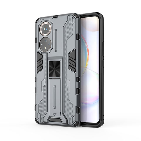 Funda Bumper Silicona y Plastico Mate Carcasa con Magnetico Soporte KC2 para Huawei Nova 9 Gris