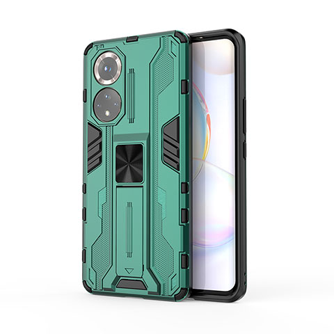 Funda Bumper Silicona y Plastico Mate Carcasa con Magnetico Soporte KC2 para Huawei Nova 9 Verde