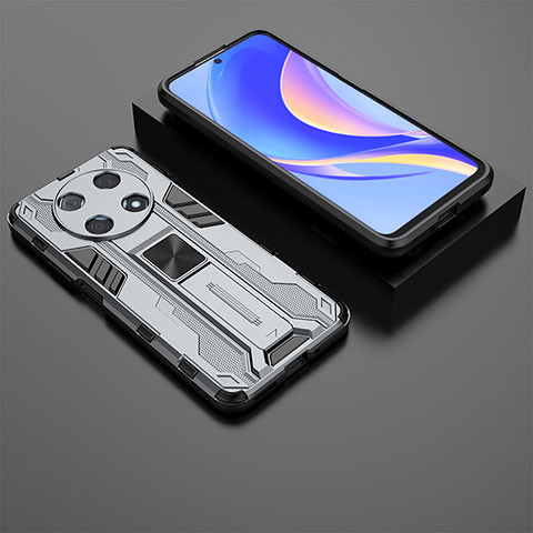 Funda Bumper Silicona y Plastico Mate Carcasa con Magnetico Soporte KC2 para Huawei Nova Y90 Gris