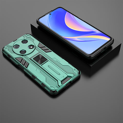 Funda Bumper Silicona y Plastico Mate Carcasa con Magnetico Soporte KC2 para Huawei Nova Y90 Verde