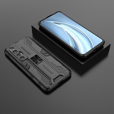 Funda Bumper Silicona y Plastico Mate Carcasa con Magnetico Soporte KC2 para Xiaomi Mi 10S 5G Negro