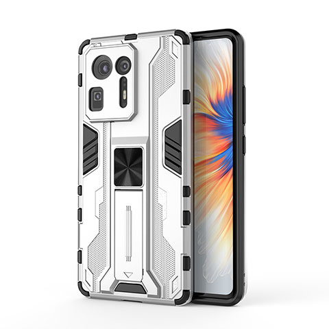 Funda Bumper Silicona y Plastico Mate Carcasa con Magnetico Soporte KC2 para Xiaomi Mi Mix 4 5G Blanco