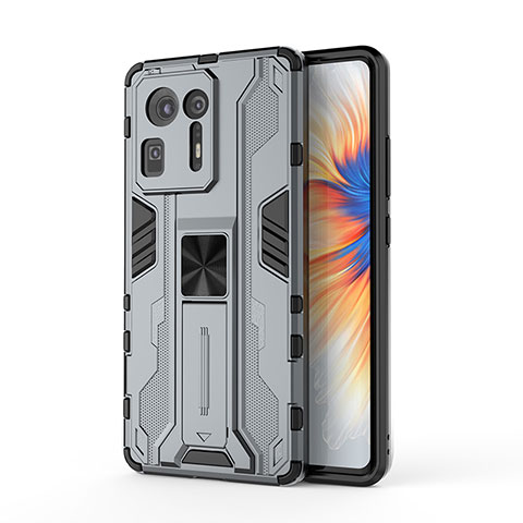 Funda Bumper Silicona y Plastico Mate Carcasa con Magnetico Soporte KC2 para Xiaomi Mi Mix 4 5G Gris