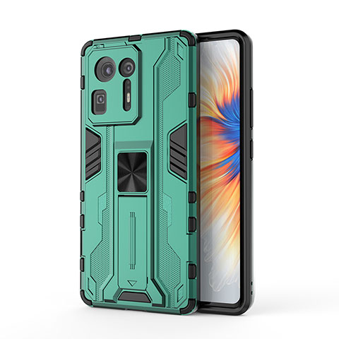 Funda Bumper Silicona y Plastico Mate Carcasa con Magnetico Soporte KC2 para Xiaomi Mi Mix 4 5G Verde