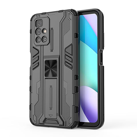 Funda Bumper Silicona y Plastico Mate Carcasa con Magnetico Soporte KC2 para Xiaomi Redmi Note 11 4G (2021) Negro