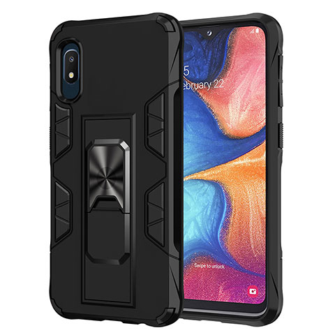 Funda Bumper Silicona y Plastico Mate Carcasa con Magnetico Soporte MQ1 para Samsung Galaxy A10e Negro