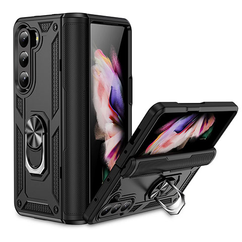 Funda Bumper Silicona y Plastico Mate Carcasa con Magnetico Soporte MQ2 para Samsung Galaxy Z Fold5 5G Negro