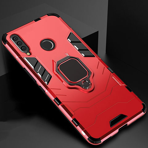 Funda Bumper Silicona y Plastico Mate Carcasa con Magnetico Soporte para Huawei Honor 20i Rojo