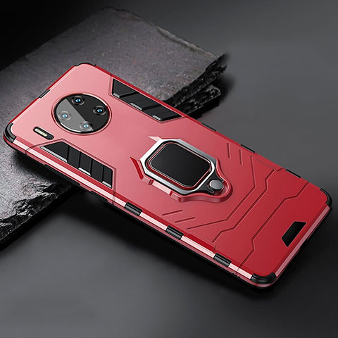 Funda Bumper Silicona y Plastico Mate Carcasa con Magnetico Soporte para Huawei Mate 30E Pro 5G Rojo