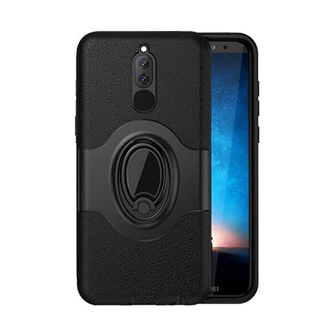 Funda Bumper Silicona y Plastico Mate Carcasa con Magnetico Soporte para Huawei Nova 2i Negro