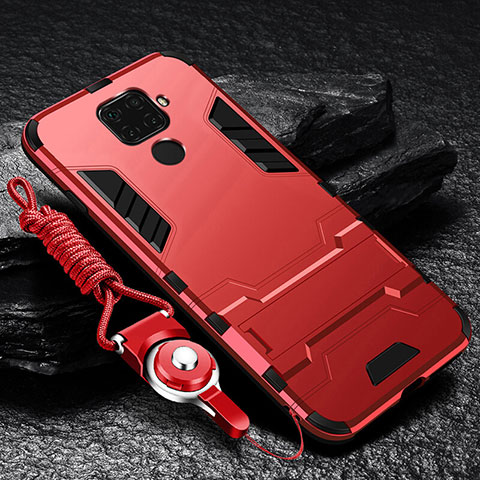 Funda Bumper Silicona y Plastico Mate Carcasa con Magnetico Soporte para Huawei Nova 5z Rojo