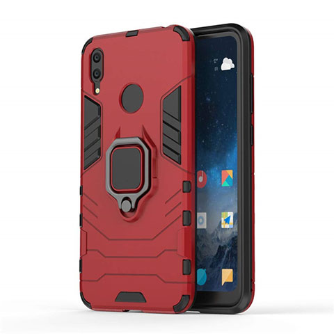 Funda Bumper Silicona y Plastico Mate Carcasa con Magnetico Soporte para Huawei Y7 (2019) Rojo