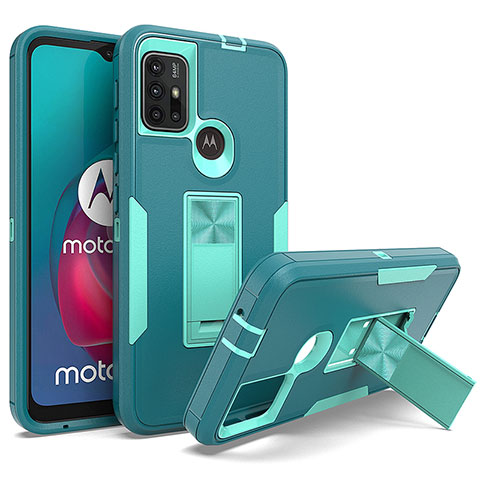 Funda Bumper Silicona y Plastico Mate Carcasa con Magnetico Soporte para Motorola Moto G10 Verde