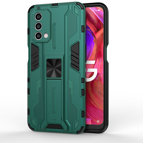 Funda Bumper Silicona y Plastico Mate Carcasa con Magnetico Soporte para Oppo A54 5G Verde