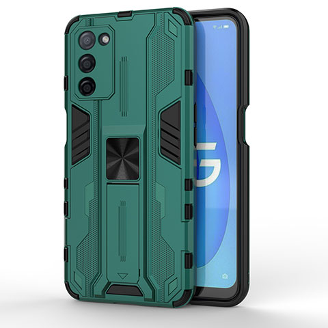 Funda Bumper Silicona y Plastico Mate Carcasa con Magnetico Soporte para Oppo A56 5G Verde