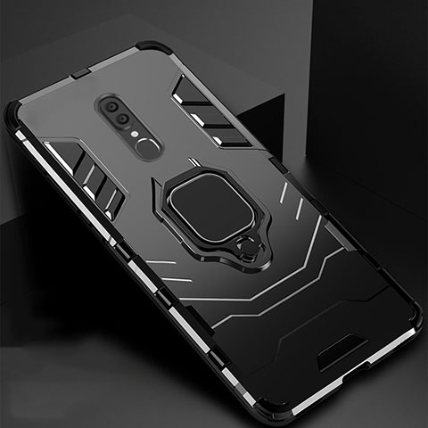 Funda Bumper Silicona y Plastico Mate Carcasa con Magnetico Soporte para Oppo A9X Negro