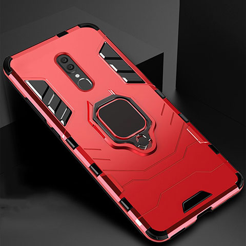 Funda Bumper Silicona y Plastico Mate Carcasa con Magnetico Soporte para Oppo A9X Rojo