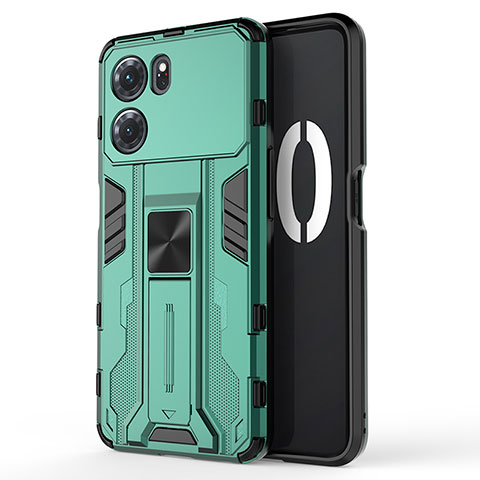 Funda Bumper Silicona y Plastico Mate Carcasa con Magnetico Soporte para Oppo K10 5G Verde