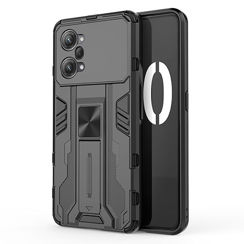 Funda Bumper Silicona y Plastico Mate Carcasa con Magnetico Soporte para Oppo K10 Pro 5G Negro