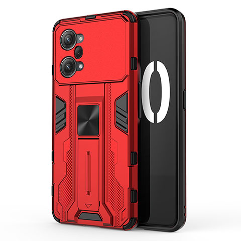 Funda Bumper Silicona y Plastico Mate Carcasa con Magnetico Soporte para Oppo K10 Pro 5G Rojo