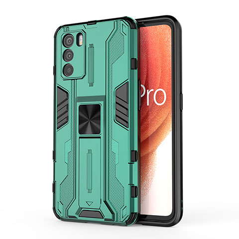 Funda Bumper Silicona y Plastico Mate Carcasa con Magnetico Soporte para Oppo K9 Pro 5G Verde