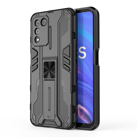 Funda Bumper Silicona y Plastico Mate Carcasa con Magnetico Soporte para Oppo K9S 5G Negro