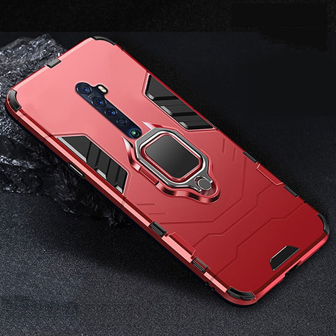 Funda Bumper Silicona y Plastico Mate Carcasa con Magnetico Soporte para Oppo Reno2 Rojo