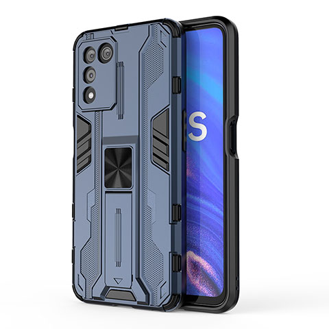 Funda Bumper Silicona y Plastico Mate Carcasa con Magnetico Soporte para Realme 9 SE 5G Azul