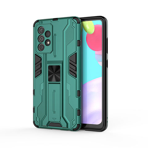 Funda Bumper Silicona y Plastico Mate Carcasa con Magnetico Soporte para Samsung Galaxy A52 4G Verde