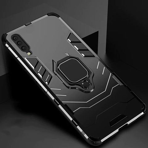 Funda Bumper Silicona y Plastico Mate Carcasa con Magnetico Soporte para Samsung Galaxy A70S Negro