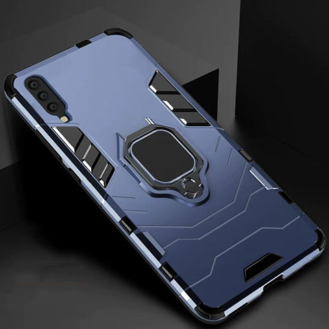 Funda Bumper Silicona y Plastico Mate Carcasa con Magnetico Soporte para Samsung Galaxy A90 5G Azul