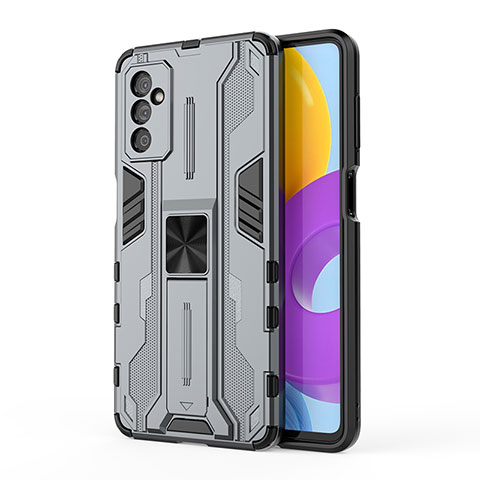 Funda Bumper Silicona y Plastico Mate Carcasa con Magnetico Soporte para Samsung Galaxy M52 5G Gris