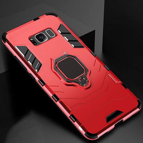 Funda Bumper Silicona y Plastico Mate Carcasa con Magnetico Soporte para Samsung Galaxy S8 Rojo