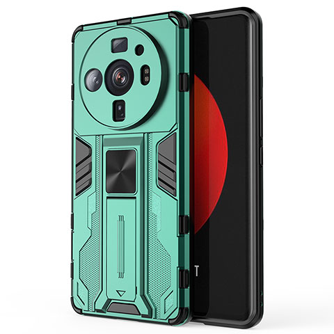 Funda Bumper Silicona y Plastico Mate Carcasa con Magnetico Soporte para Xiaomi Mi 12 Ultra 5G Verde