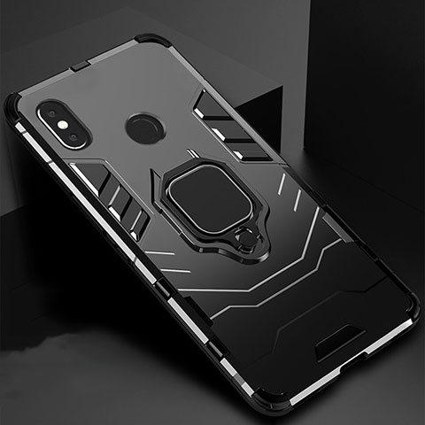 Funda Bumper Silicona y Plastico Mate Carcasa con Magnetico Soporte para Xiaomi Redmi 6 Pro Negro