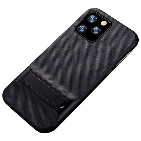 Funda Bumper Silicona y Plastico Mate Carcasa con Soporte A01 para Apple iPhone 11 Pro Negro