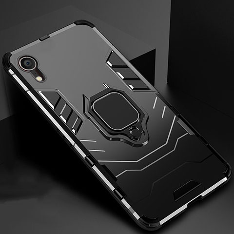 Funda Bumper Silicona y Plastico Mate Carcasa con Soporte A01 para Apple iPhone XR Negro