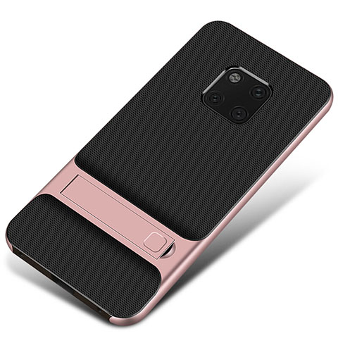 Funda Bumper Silicona y Plastico Mate Carcasa con Soporte A01 para Huawei Mate 20 Pro Oro Rosa