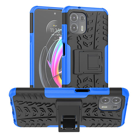 Funda Bumper Silicona y Plastico Mate Carcasa con Soporte A01 para Motorola Moto Edge 20 Lite 5G Azul