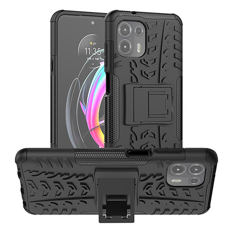 Funda Bumper Silicona y Plastico Mate Carcasa con Soporte A01 para Motorola Moto Edge 20 Lite 5G Negro