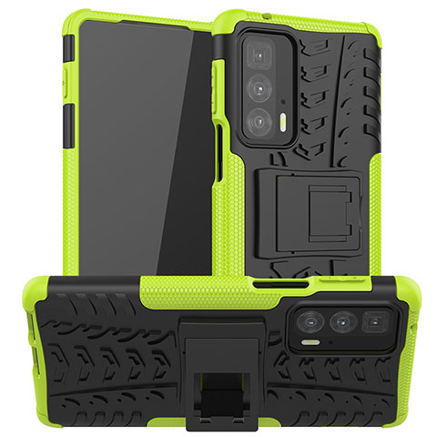 Funda Bumper Silicona y Plastico Mate Carcasa con Soporte A01 para Motorola Moto Edge 20 Pro 5G Verde