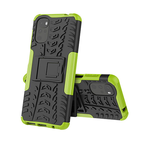 Funda Bumper Silicona y Plastico Mate Carcasa con Soporte A01 para Motorola Moto G22 Verde