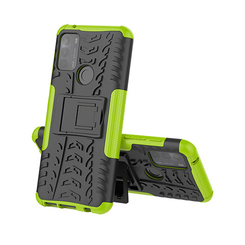 Funda Bumper Silicona y Plastico Mate Carcasa con Soporte A01 para Motorola Moto G50 Verde