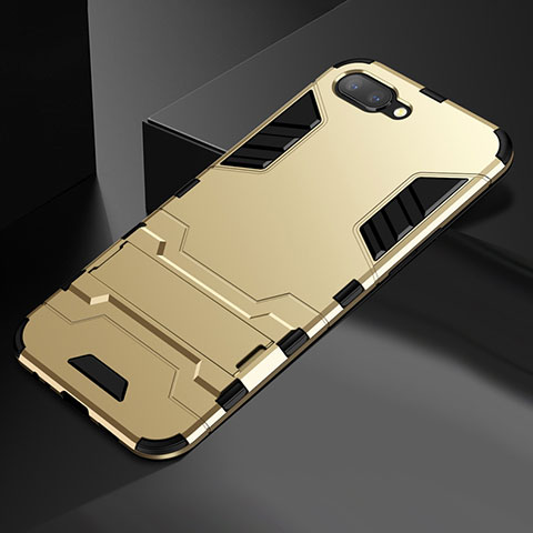 Funda Bumper Silicona y Plastico Mate Carcasa con Soporte A01 para Oppo R15X Oro