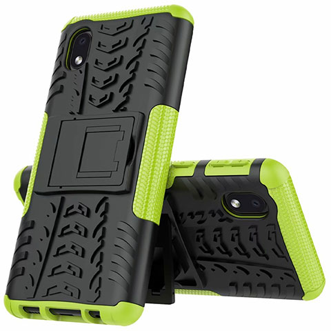 Funda Bumper Silicona y Plastico Mate Carcasa con Soporte A01 para Samsung Galaxy A01 Core Verde